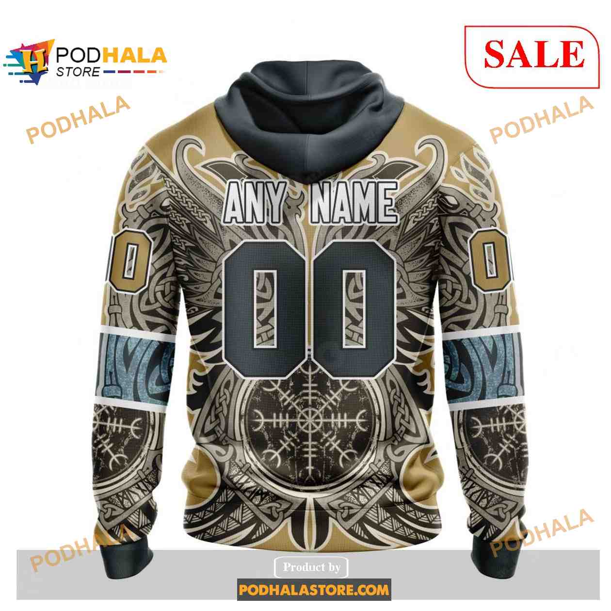 Custom Vegas Golden Knights Norse Viking Symbols Sweatshirt NHL Hoodie 3D Custom Vegas Golden Knights Norse Viking Symbols Sweatshirt NHL Hoodie 3D