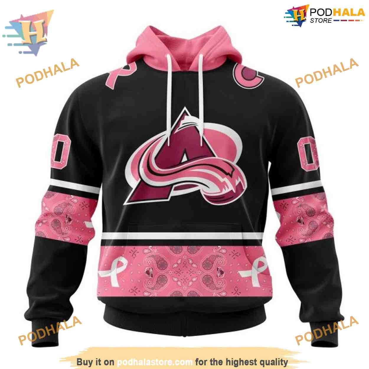 Custom WE WEAR PINK BREAST CANCER NHL Colorado Avalanche Hoodie 3D Custom WE WEAR PINK BREAST CANCER NHL Colorado Avalanche Hoodie 3D