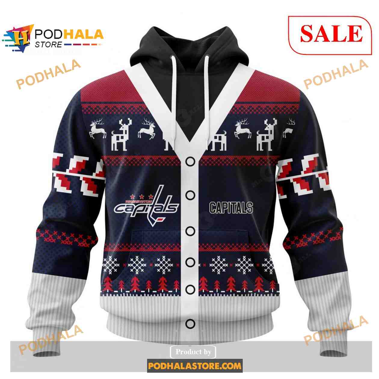 Custom Washington Capitals Chrismas Season Sweatshirt NHL Hoodie 3D Custom Washington Capitals Chrismas Season Sweatshirt NHL Hoodie 3D