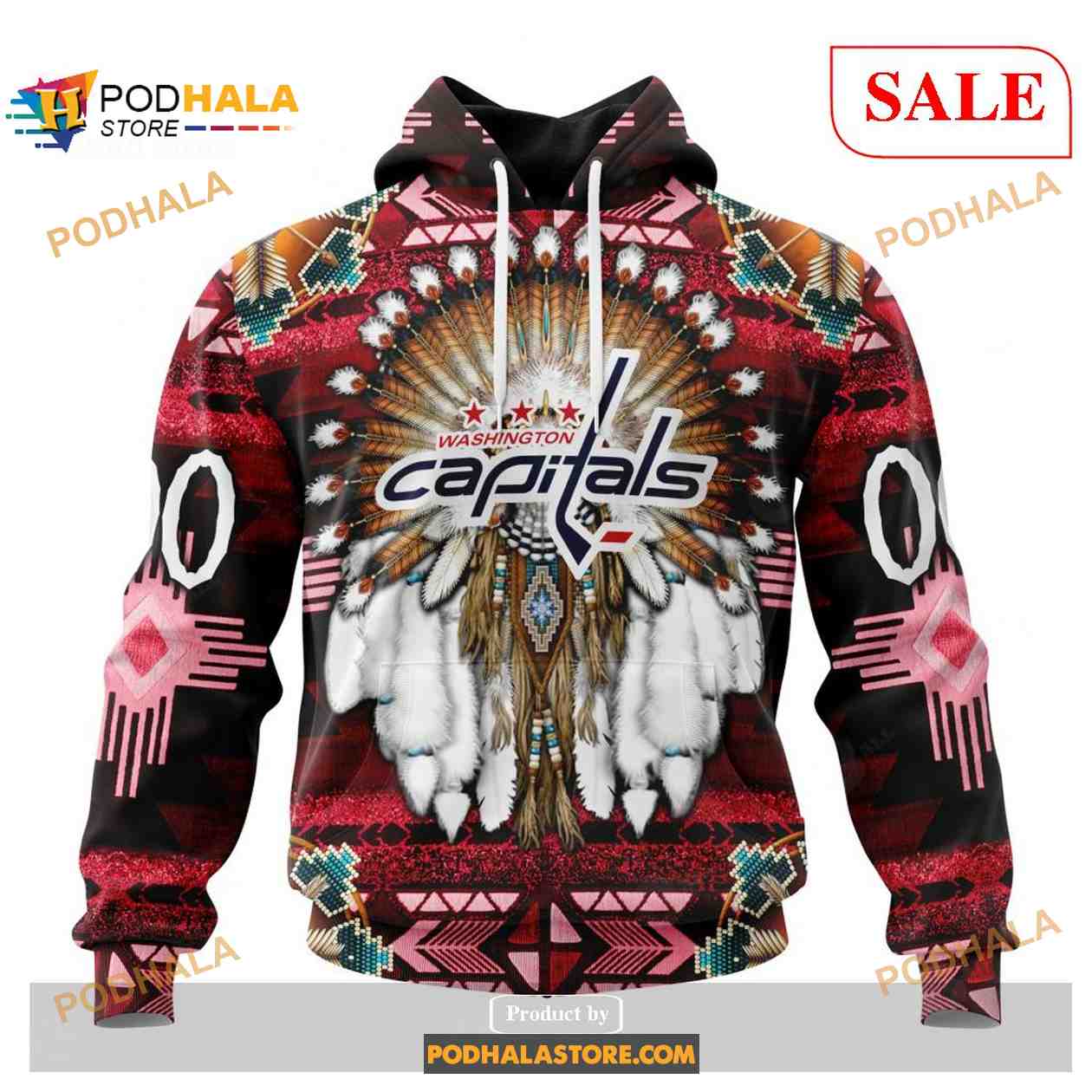Custom Washington Capitals Native Costume Sweatshirt NHL Hoodie 3D Custom Washington Capitals Native Costume Sweatshirt NHL Hoodie 3D