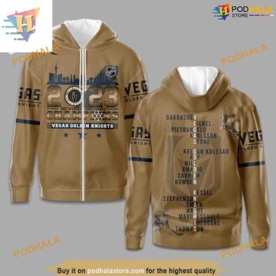 Custom Western Conference Champions Gold NHL Vegas Golden Knights Hoodie 3D