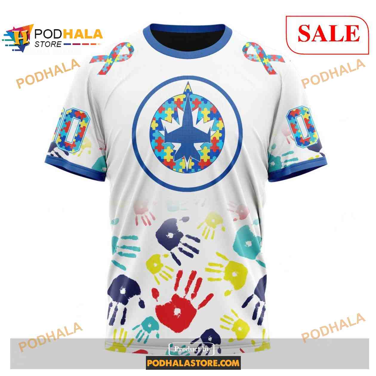 Custom Winnipeg Jets Autism Awareness Design NHL Shirt Hoodie 3D Custom Winnipeg Jets Autism Awareness Design NHL Shirt Hoodie 3D