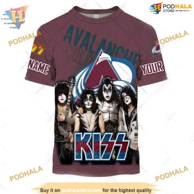 Custom mix Kiss Band Style NHL Colorado Avalanche Hoodie 3D Sweatshirt