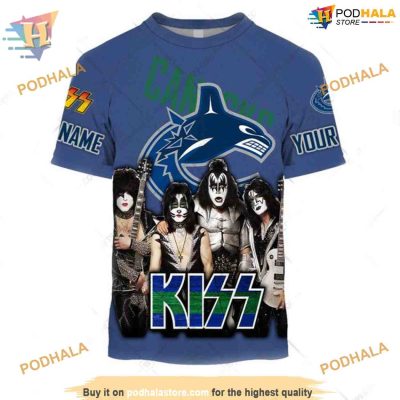Custom mix Kiss Band Style NHL Vancouver Canucks Hoodie 3D