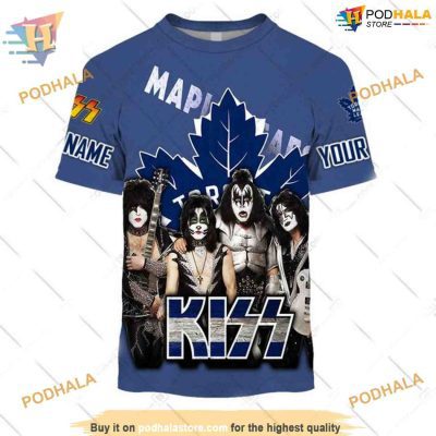 Custom x Kiss Band Style NHL Toronto Maple Leafs Hoodie 3D