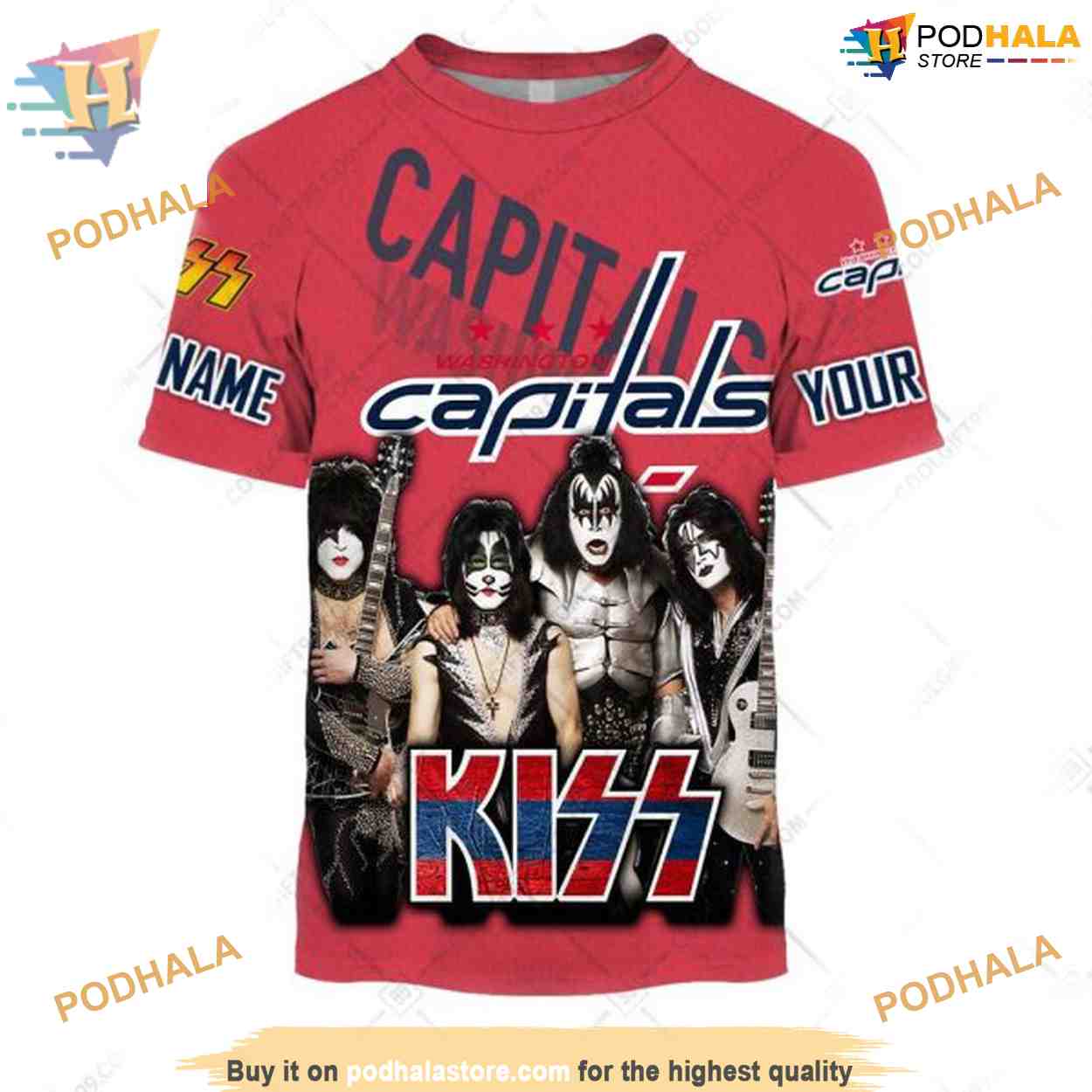 Custom x Kiss Band V2 Style NHL Washington Capitals Hoodie 3D Custom x Kiss Band V2 Style NHL Washington Capitals Hoodie 3D