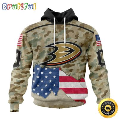 Custom NHL Anaheim Ducks Hoodie Specialized Kits For United State With Camo Color All Over Print Hoodie Unisex Tshirt Hoodie
