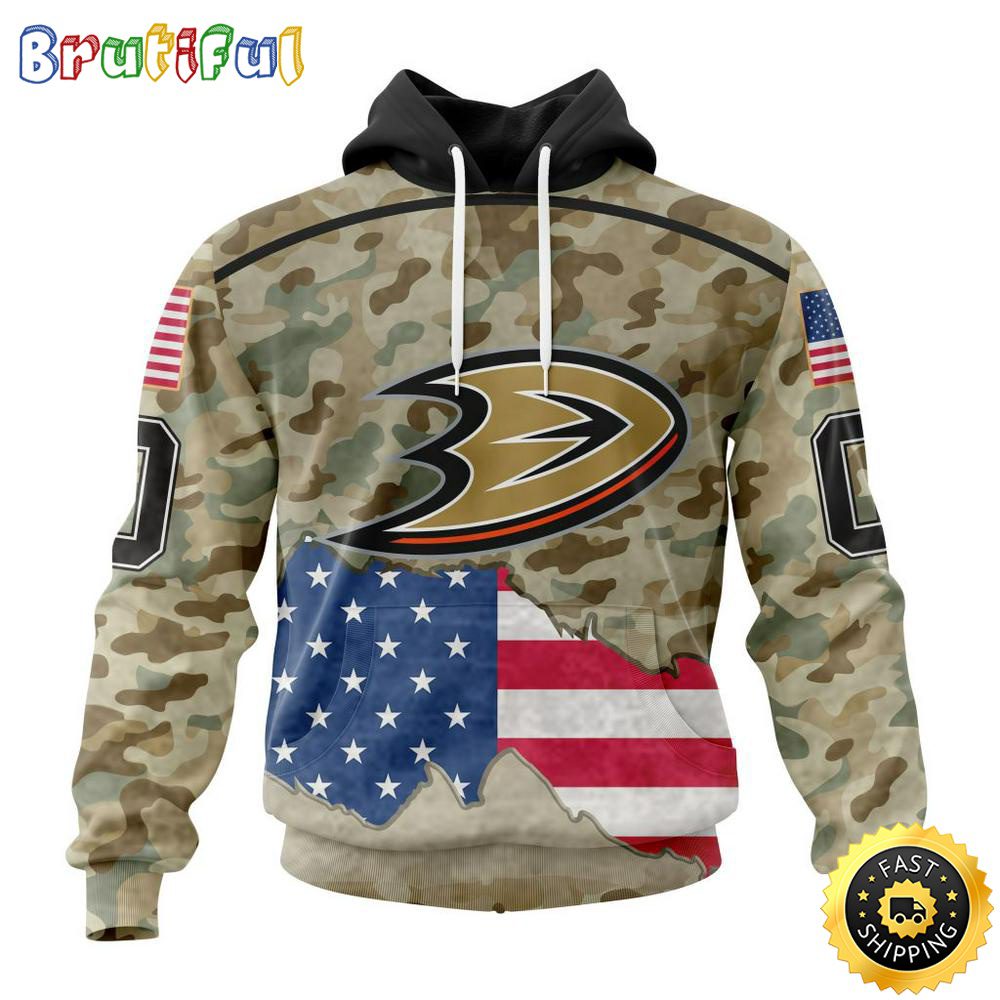 Custom NHL Anaheim Ducks Hoodie Specialized Kits For United State With Camo Color All Over Print Hoodie Unisex Tshirt Hoodie