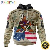 Custom NHL Arizona Coyotes Hoodie Specialized Kits For United State With Camo Color All Over Print Hoodie Unisex Tshirt Hoodie
