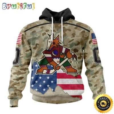 Custom NHL Arizona Coyotes Hoodie Specialized Kits For United State With Camo Color All Over Print Hoodie Unisex Tshirt Hoodie