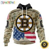 Custom NHL Boston Bruins Hoodie Specialized Kits For United State With Camo Color All Over Print Hoodie Unisex Tshirt Hoodie