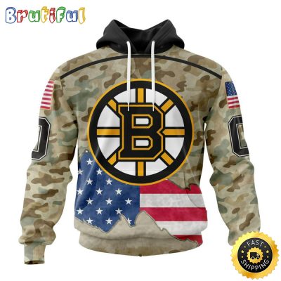 Custom NHL Boston Bruins Hoodie Specialized Kits For United State With Camo Color All Over Print Hoodie Unisex Tshirt Hoodie