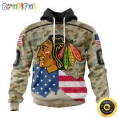 Custom NHL Chicago BlackHawks Hoodie Specialized Kits For United State With Camo Color All Over Print Hoodie Unisex Tshirt Hoodie