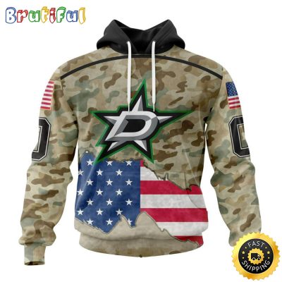Custom NHL Dallas Stars Hoodie Specialized Kits For United State With Camo Color All Over Print Hoodie Unisex Tshirt Hoodie