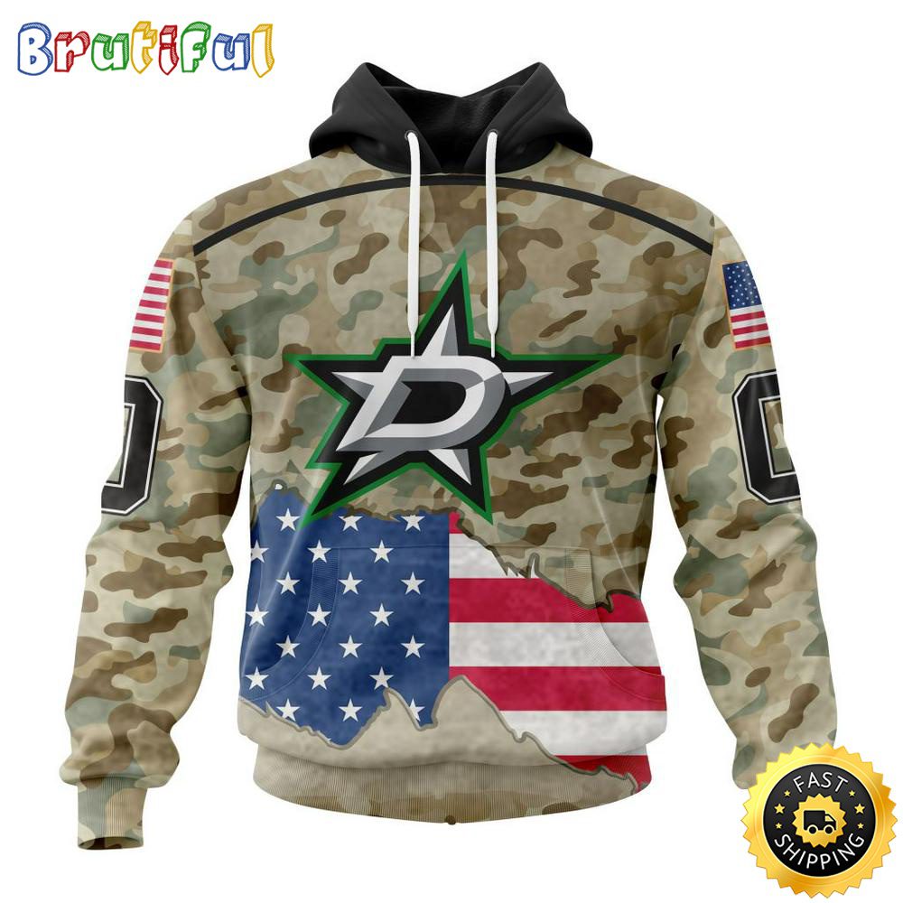 Custom NHL Dallas Stars Hoodie Specialized Kits For United State With Camo Color All Over Print Hoodie Unisex Tshirt Hoodie