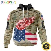 Custom NHL Detroit Red Wings Hoodie Specialized Kits For United State With Camo Color All Over Print Hoodie Unisex Tshirt Hoodie
