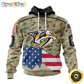 Custom NHL Nashville Predators Hoodie Specialized Kits For United State With Camo Color All Over Print Hoodie Unisex Tshirt Hoodie