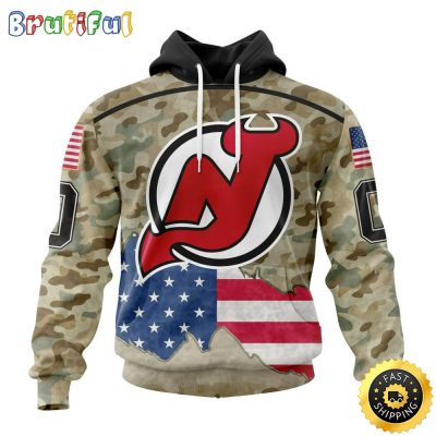 Custom NHL New Jersey Devils Hoodie Specialized Kits For United State With Camo Color All Over Print Hoodie Unisex Tshirt Hoodie