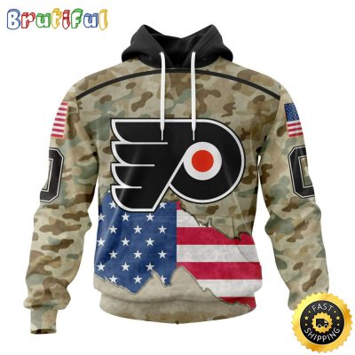 Custom NHL Philadelphia Flyers Hoodie Specialized Kits For United State With Camo Color All Over Print Hoodie Unisex Tshirt Hoodie