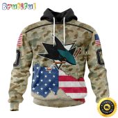 Custom NHL San Jose Sharks Hoodie Specialized Kits For United State With Camo Color All Over Print Hoodie Unisex Tshirt Hoodie