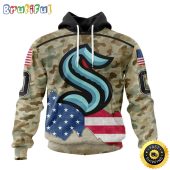 Custom NHL Seattle Kraken Hoodie Specialized Kits For United State With Camo Color All Over Print Hoodie Unisex Tshirt Hoodie