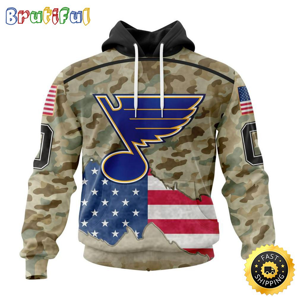 Custom NHL St. Louis Blues Hoodie Specialized Kits For United State With Camo Color All Over Print Hoodie Unisex Tshirt Hoodie