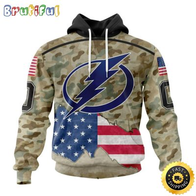 Custom NHL Tampa Bay Lightning Hoodie Specialized Kits For United State With Camo Color All Over Print Hoodie Unisex Tshirt Hoodie
