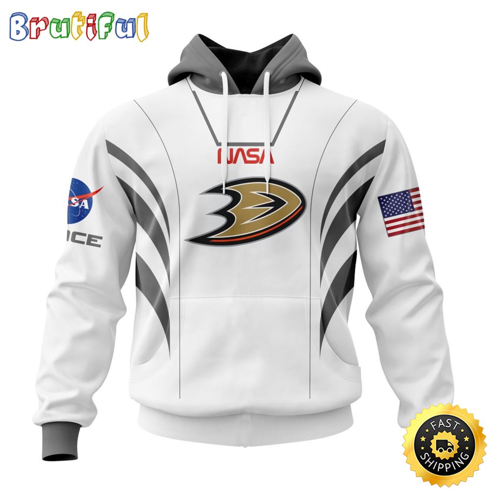 Custom Name NHL Anaheim Ducks Hoodie Special Space Force NASA Astronaut All Over Print 3D Unisex Hoodie