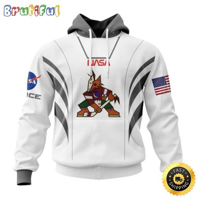 Custom Name NHL Arizona Coyotes Hoodie Special Space Force NASA Astronaut All Over Print 3D Unisex Hoodie