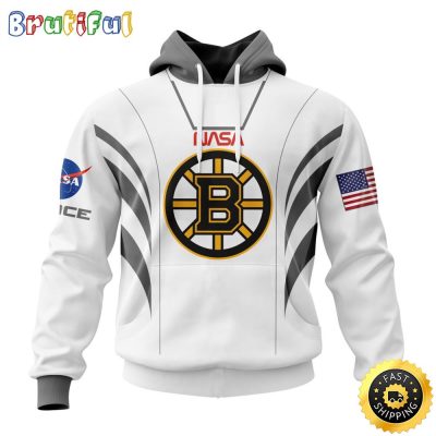 Custom Name NHL Boston Bruins Hoodie Special Space Force NASA Astronaut All Over Print 3D Unisex Hoodie