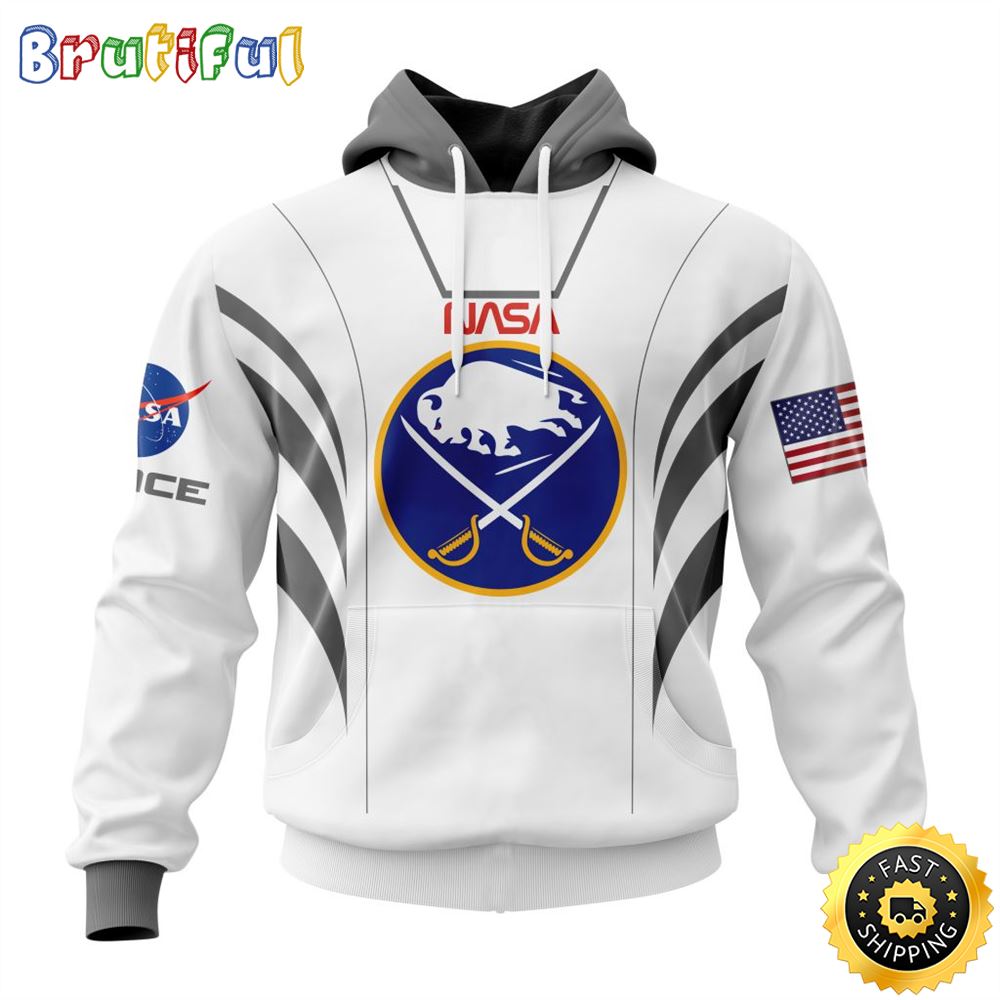 Custom Name NHL Buffalo Sabres Hoodie Special Space Force NASA Astronaut All Over Print 3D Unisex Hoodie