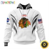 Custom Name NHL Chicago Blackhawks Hoodie Special Space Force NASA Astronaut All Over Print 3D Unisex Hoodie