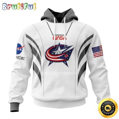 Custom Name NHL Columbus Blue Jackets Hoodie Special Space Force NASA Astronaut All Over Print 3D Unisex Hoodie