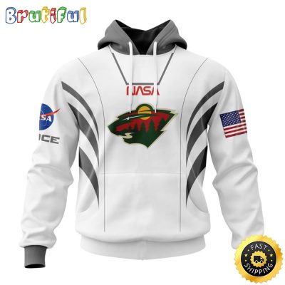 Custom Name NHL Minnesota Wild Hoodie Special Space Force NASA Astronaut All Over Print 3D Unisex Hoodie