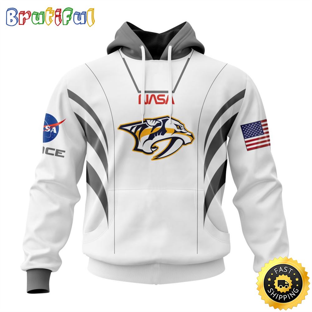 Custom Name NHL Nashville Predators Hoodie Special Space Force NASA Astronaut All Over Print 3D Unisex Hoodie