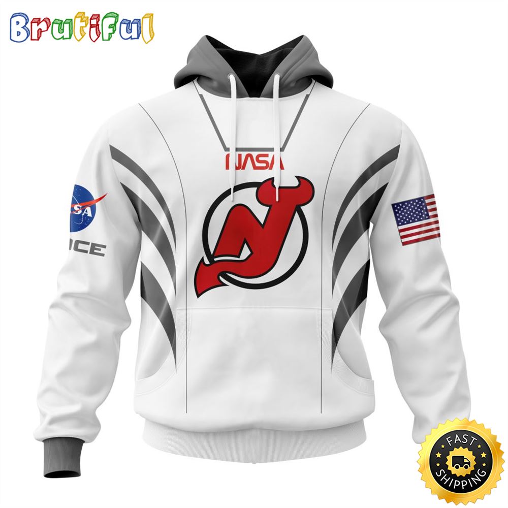 Custom Name NHL New Jersey Devils Hoodie Special Space Force NASA Astronaut All Over Print 3D Unisex Hoodie