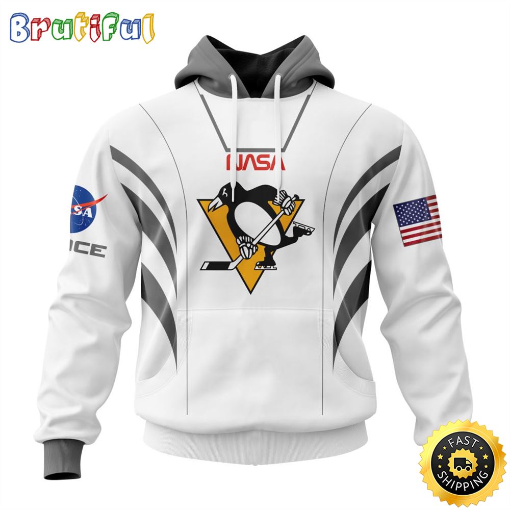 Custom Name NHL Pittsburgh Penguins Hoodie Special Space Force NASA Astronaut All Over Print 3D Unisex Hoodie