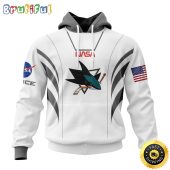 Custom Name NHL San Jose Sharks Hoodie Special Space Force NASA Astronaut All Over Print 3D Unisex Hoodie