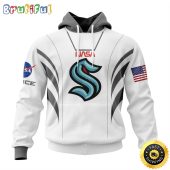 Custom Name NHL Seattle Kraken Hoodie Special Space Force NASA Astronaut All Over Print 3D Unisex Hoodie