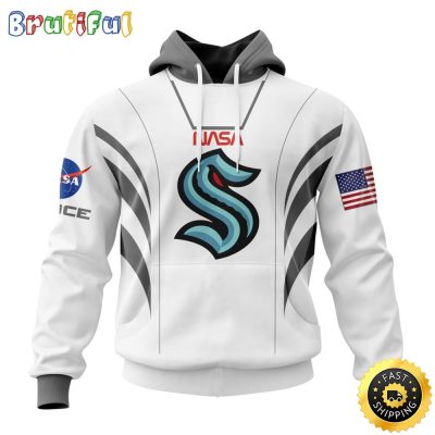 Custom Name NHL Seattle Kraken Hoodie Special Space Force NASA Astronaut All Over Print 3D Unisex Hoodie