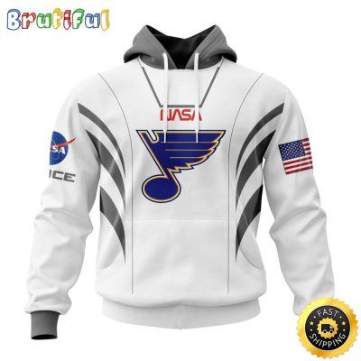 Custom Name NHL St. Louis Blues Hoodie Special Space Force NASA Astronaut All Over Print 3D Unisex Hoodie