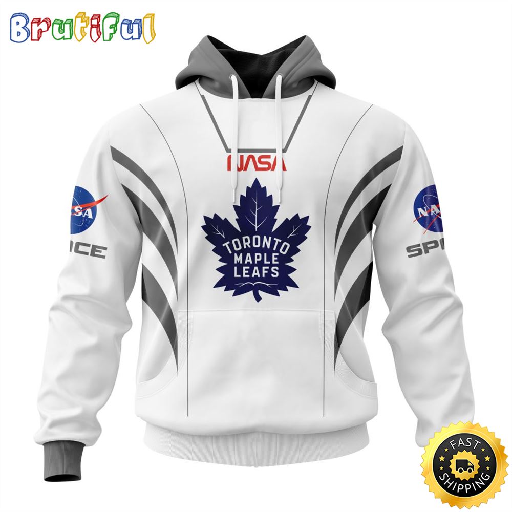 Custom Name NHL Toronto Maple Leafs Hoodie Special Space Force NASA Astronaut All Over Print 3D Unisex Hoodie