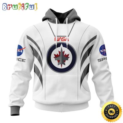 Custom Name NHL Winnipeg Jets Hoodie Special Space Force NASA Astronaut All Over Print 3D Unisex Hoodie