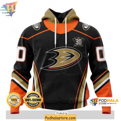 Customizable NHL 30th Anniversary Anaheim Ducks Hoodie 3D, NHL Apparel