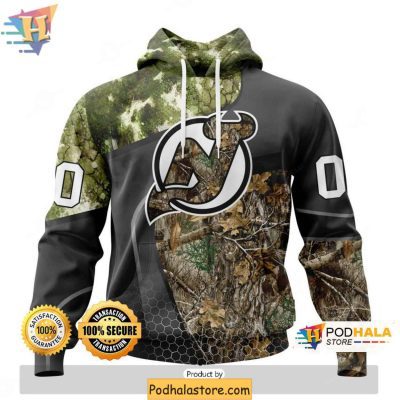 Customizable New Jersey Devils 3D Hoodie, Hunting Camo Design for NHL Fans