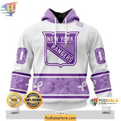 Customizable New York Rangers 3D Hoodie Lavender Awareness Apparel