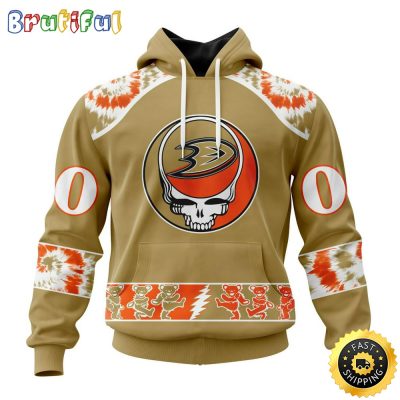 Customized NHL Anaheim Ducks Hoodie Special Grateful Dead Skull All Over Print 3D Hoodie Unisex Hoodie Tshirt