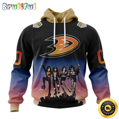 Customized NHL Anaheim Ducks Hoodie X KISS Band Design All Over Print 3D Hoodie Unisex Hoodie Tshirt