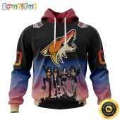 Customized NHL Arizona Coyotes Hoodie X KISS Band Design All Over Print 3D Hoodie Unisex Hoodie Tshirt
