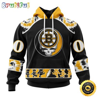 Customized NHL Boston Bruins Hoodie Special Grateful Dead Skull All Over Print 3D Hoodie Unisex Hoodie Tshirt